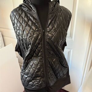 Saks Fifth Avenue Shiny Black Quilted Vest